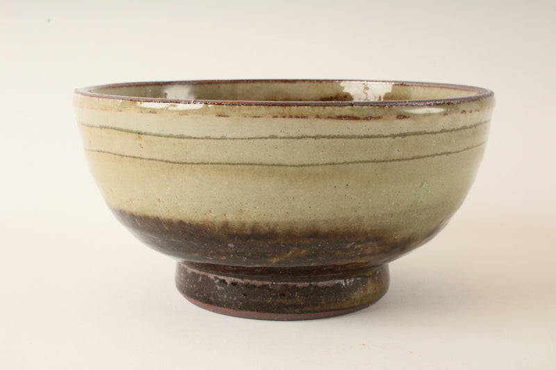 Mino ware Japanese Pottery Hand-crafted Ramen Donburi Bowl Brown & Off White Glaze made in Japan