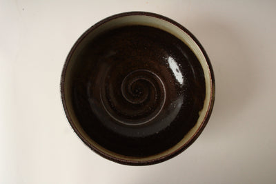 Mino ware Japanese Pottery Hand-crafted Ramen Donburi Bowl Brown & Off White Glaze made in Japan