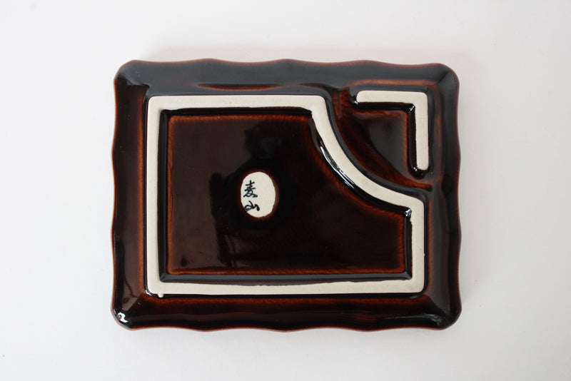 Mino ware Japanese Ceramics Rectangle Plate Caramel Candy Color made in Japan