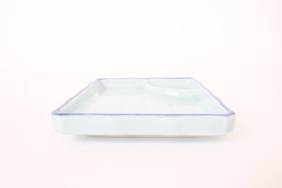Mino ware Japanese Ceramics Cobalt Blue Rectangle Plate With a Blue Rim