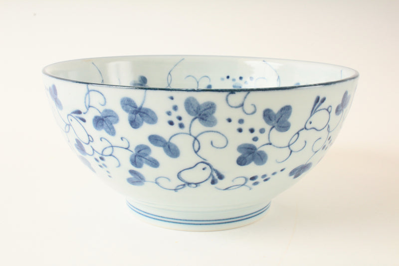 Mino ware Japan Ceramics Ramen Noodle Donburi Bowl Navy Rabbit made in Japan