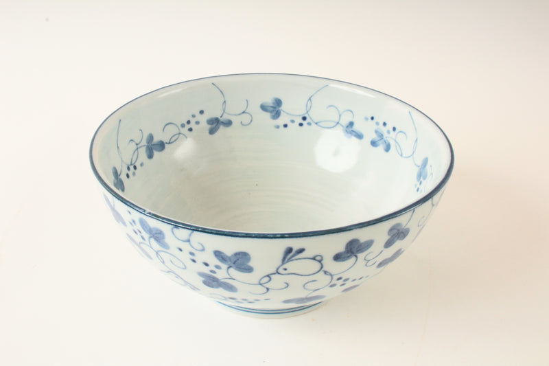 Mino ware Japan Ceramics Ramen Noodle Donburi Bowl Navy Rabbit made in Japan