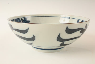 Mino ware Japan Ceramics Large & Wide Noodle Donburi Bowl Indigo Flower (1000ml)