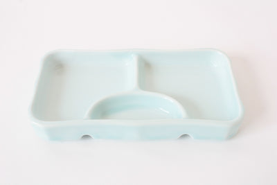 Mino ware Japanese Ceramics Three Section Plate Powder Blue made in Japan