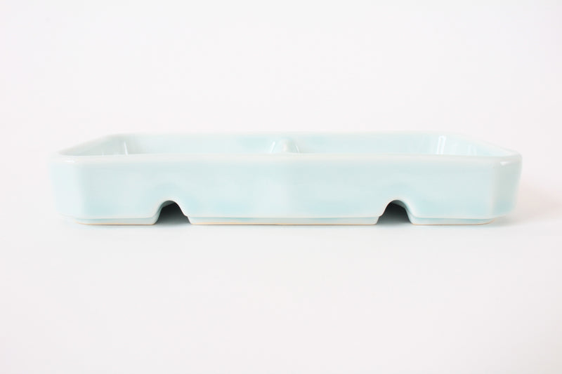 Mino ware Japanese Ceramics Three Section Plate Powder Blue made in Japan
