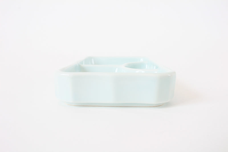 Mino ware Japanese Ceramics Three Section Plate Powder Blue made in Japan