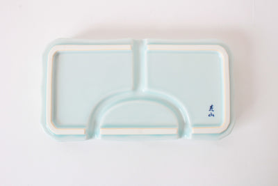 Mino ware Japanese Ceramics Three Section Plate Powder Blue made in Japan
