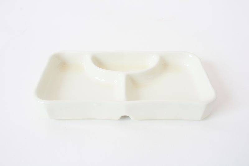Mino ware Japanese Ceramics Three Section Plate White Ivory made in Japan