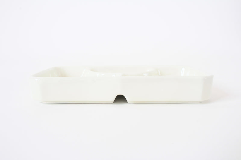Mino ware Japanese Ceramics Three Section Plate White Ivory made in Japan