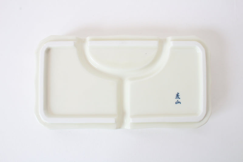 Mino ware Japanese Ceramics Three Section Plate White Ivory made in Japan