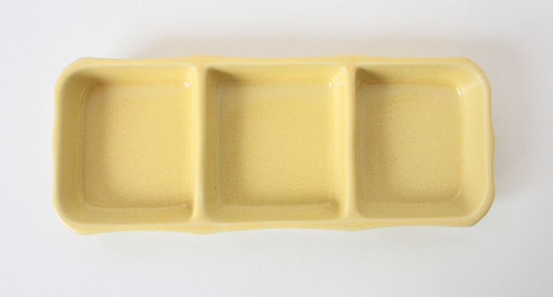 Mino ware Japanese Ceramics Three Section Plate Lemon Yellow made in Japan (M)