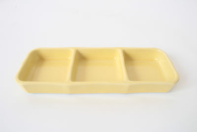 Mino ware Japanese Ceramics Three Section Plate Lemon Yellow made in Japan (M)