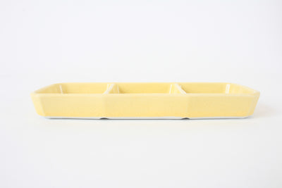 Mino ware Japanese Ceramics Three Section Plate Lemon Yellow made in Japan (M)