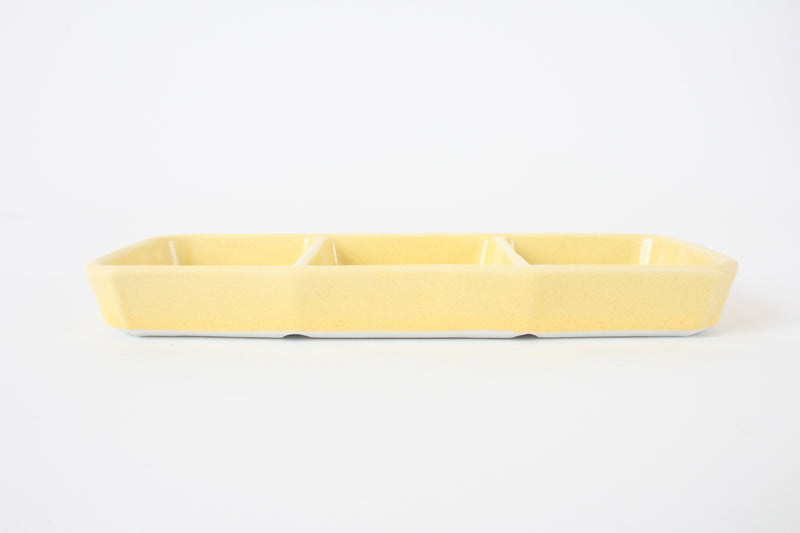 Mino ware Japanese Ceramics Three Section Plate Lemon Yellow made in Japan (M)
