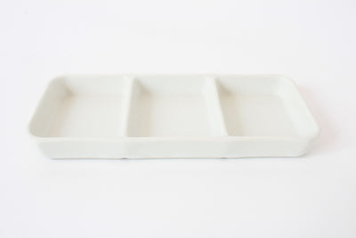 Mino ware Japanese Ceramics Three Section Plate Pearl White made in Japan (L)