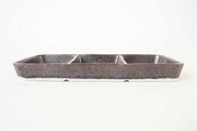Mino ware Japanese Ceramics Three Section Plate Brown Black made in Japan (L)
