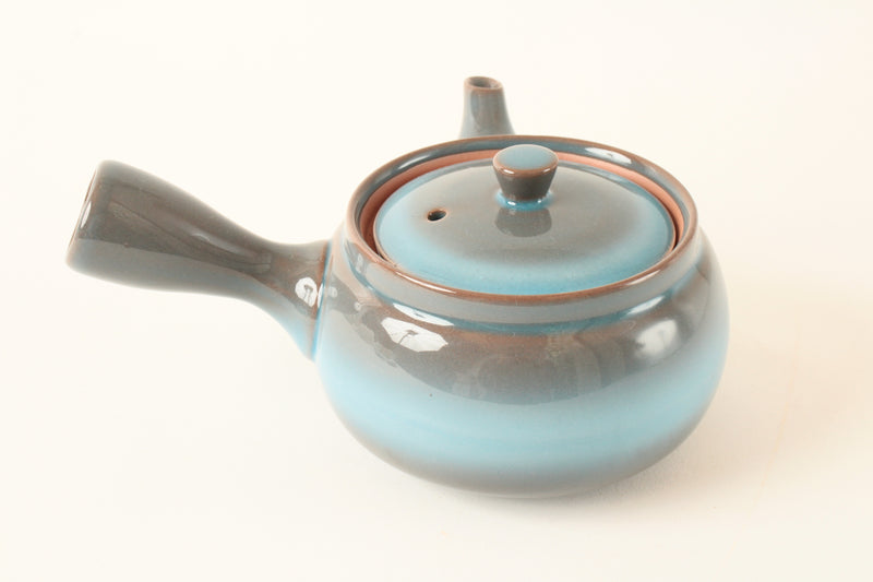 Mino ware Japanese Pottery Teapot Kyusu Blue & Brown made in Japan