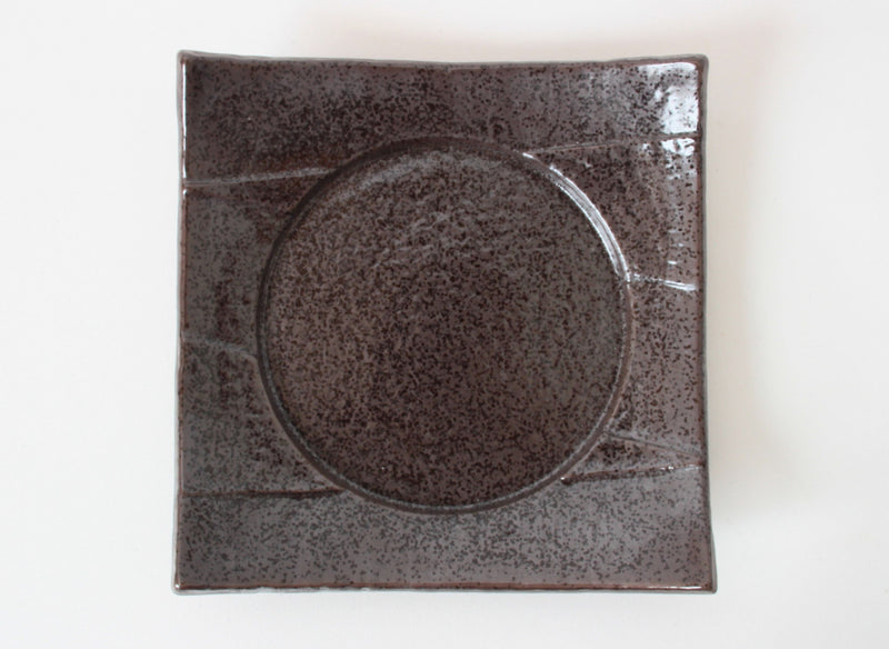 Mino ware Japanese Ceramics Square Plate (5.7 inch) Brown Black made in Japan