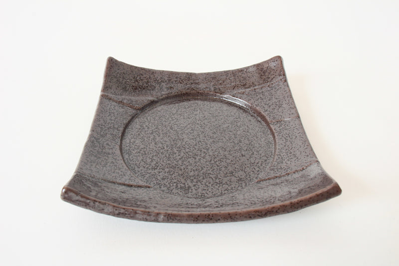 Mino ware Japanese Ceramics Square Plate (5.7 inch) Brown Black made in Japan