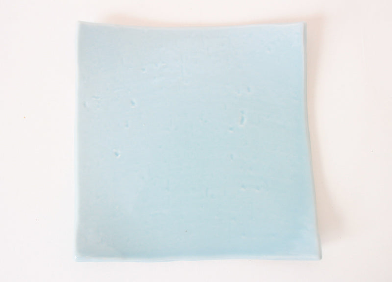 Mino ware Japanese Ceramics Square Plate (5.9inch) Aquamarine Blue made in Japan