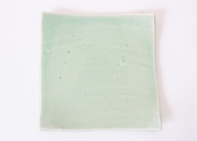 Mino ware Japanese Ceramics Square Plate (5.9inch) Tea Green Color made in Japan