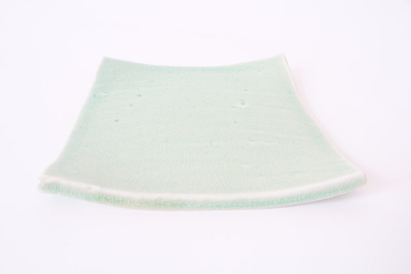Mino ware Japanese Ceramics Square Plate (5.9inch) Tea Green Color made in Japan