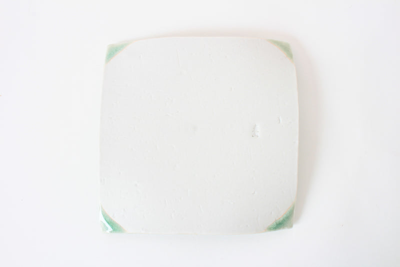 Mino ware Japanese Ceramics Square Plate (5.9inch) Tea Green Color made in Japan