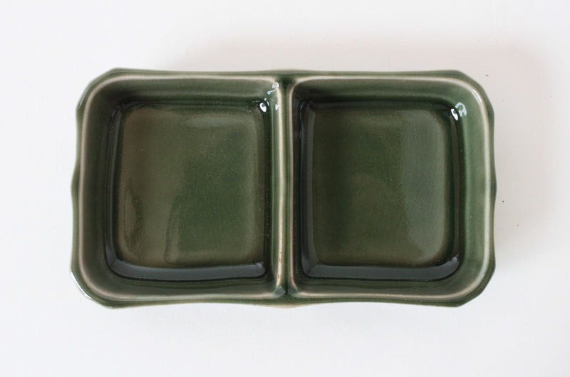 Mino ware Japanese Ceramics Two Section Plate Matcha Green made in Japan (M)