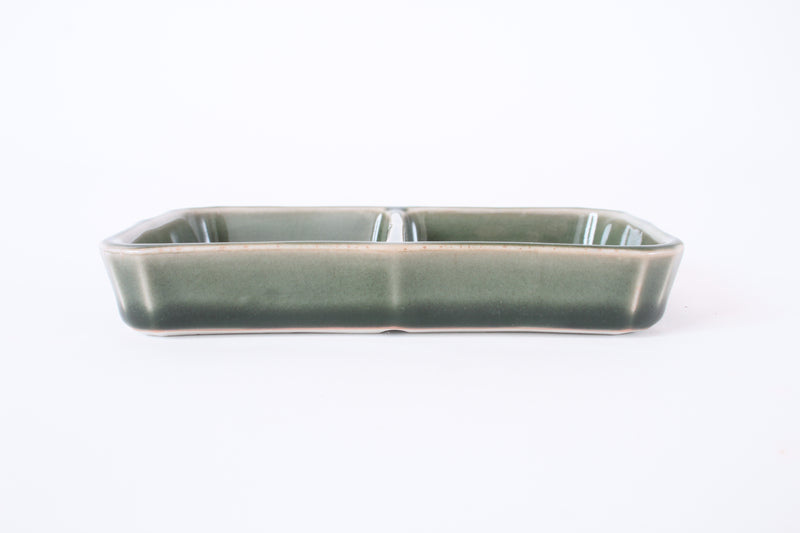 Mino ware Japanese Ceramics Two Section Plate Matcha Green made in Japan (M)