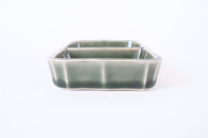 Mino ware Japanese Ceramics Two Section Plate Matcha Green made in Japan (M)