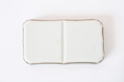 Mino ware Japanese Ceramics Two Section Plate Matcha Green made in Japan (M)