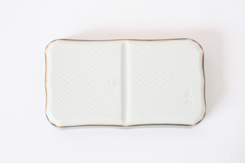 Mino ware Japanese Ceramics Two Section Plate Matcha Green made in Japan (M)