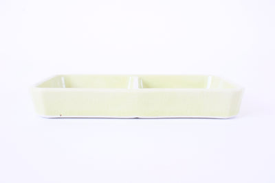 Mino ware Japanese Ceramics Two Section Plate Pastel green Color (L)