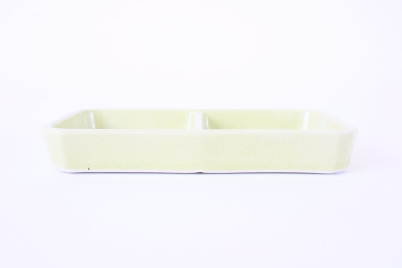 Mino ware Japanese Ceramics Two Section Plate Pastel green Color (L)
