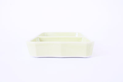 Mino ware Japanese Ceramics Two Section Plate Pastel green Color (L)