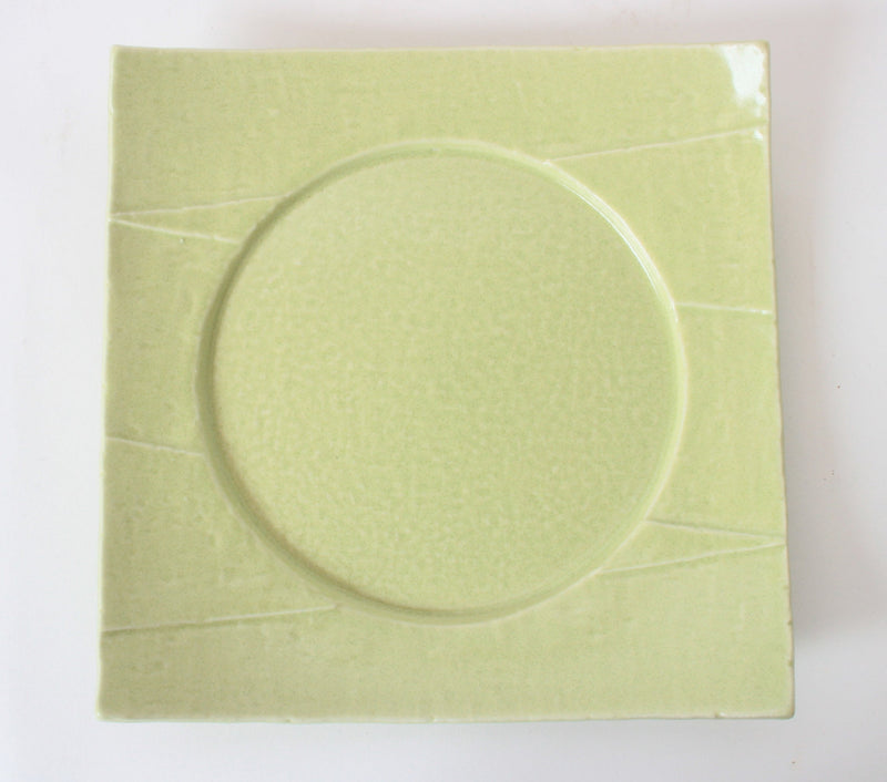 Mino ware Japanese Ceramics Square Plate (9.1 inch) Pistachio Green Color