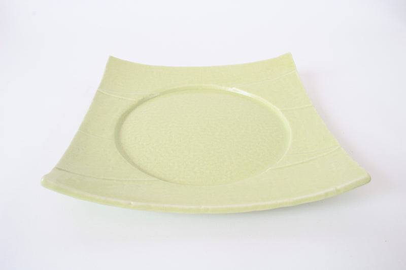 Mino ware Japanese Ceramics Square Plate (9.1 inch) Pistachio Green Color