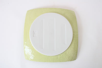 Mino ware Japanese Ceramics Square Plate (9.1 inch) Pistachio Green Color
