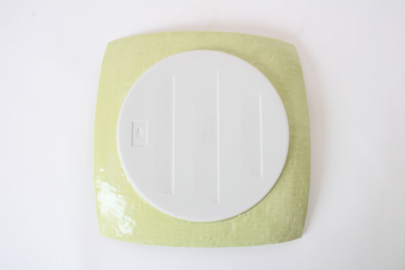 Mino ware Japanese Ceramics Square Plate (9.1 inch) Pistachio Green Color