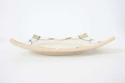 Mino ware Japanese Ceramics Square Plate (9.1 inch) Circular Arc Beige