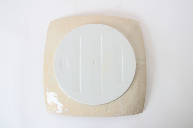 Mino ware Japanese Ceramics Square Plate (9.1 inch) Circular Arc Beige