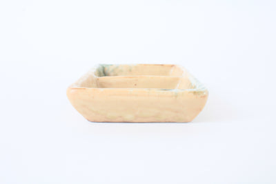 Mino ware Japanese Ceramics Two Section Plate Matte Beige With Accented Green