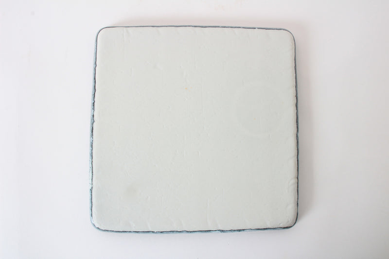 Mino ware Japanese Ceramics Square Plate (8.3 inch) Crackle Pattern Blue Gray