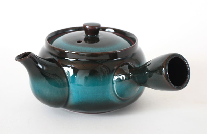 Mino ware Japanese Pottery Teapot Kyusu Aurora Ever Green with Infuser made in Japan