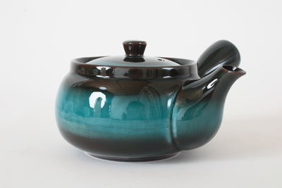 Mino ware Japanese Pottery Teapot Kyusu Aurora Ever Green with Infuser made in Japan
