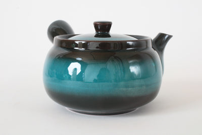 Mino ware Japanese Pottery Teapot Kyusu Aurora Ever Green with Infuser made in Japan