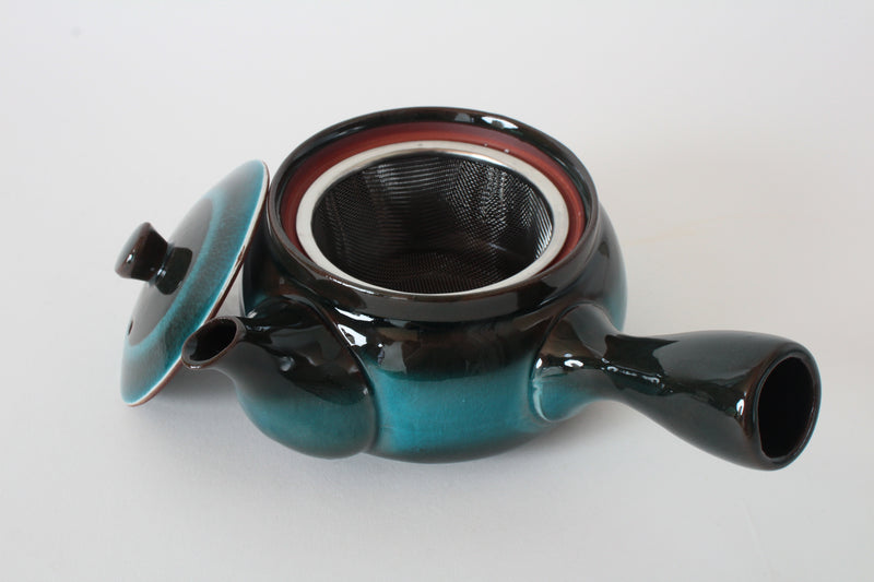 Mino ware Japanese Pottery Teapot Kyusu Aurora Ever Green with Infuser made in Japan