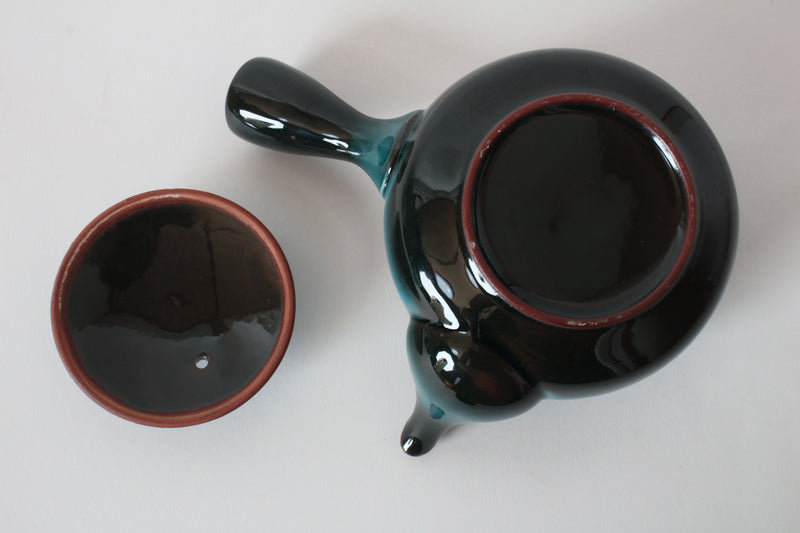 Mino ware Japanese Pottery Teapot Kyusu Aurora Ever Green with Infuser made in Japan