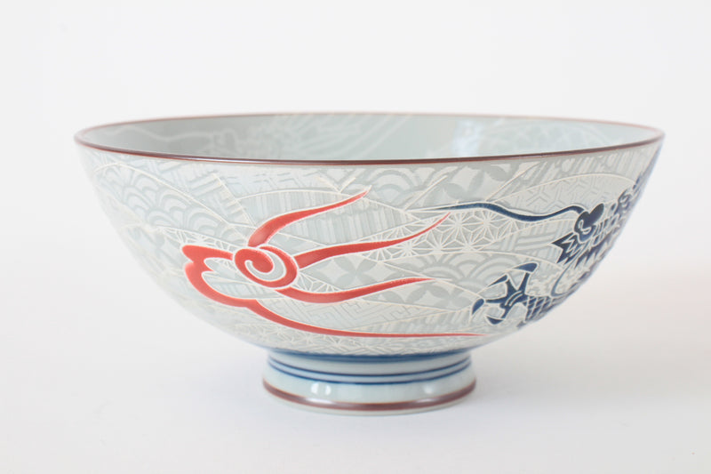 Mino ware Japanese Ceramics Rice Bowl Dragon silver made in Japan