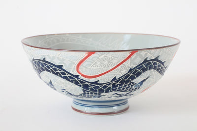 Mino ware Japanese Ceramics Rice Bowl Dragon silver made in Japan